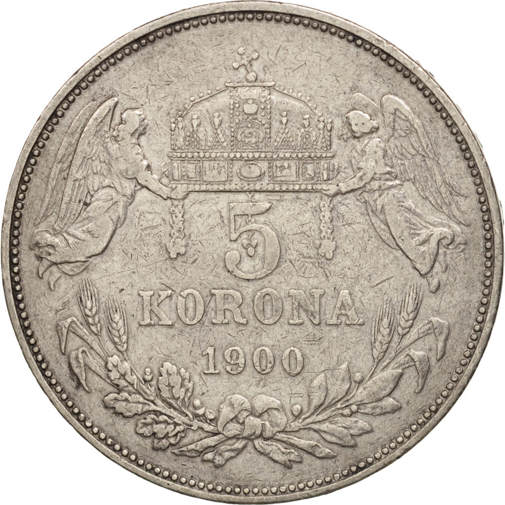 Hungría, Franz Joseph I, 5 Korona, 1900, Kormoczbanya, MBC, Plata, KM:488