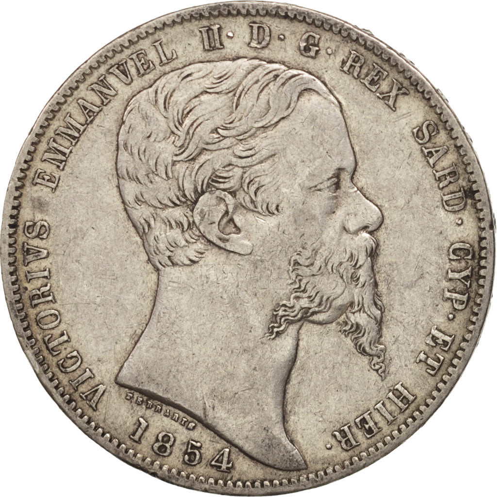 SARDINIA,Vittorio Emanuele II,5 Lire,1854,Genoa,EF(40-45),KM 144.2