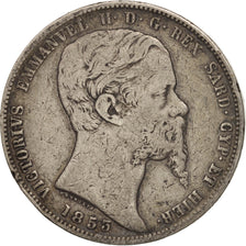 SARDINIA, Vittorio Emanuele II, 5 Lire, 1853, Genoa, BC+, KM 144.2