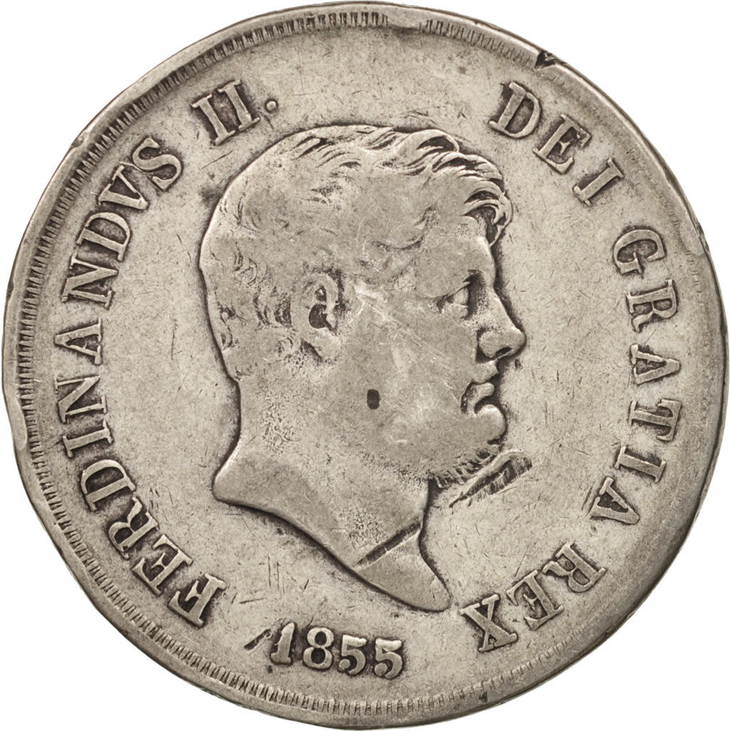 Coin, ITALIAN STATES, NAPLES, Ferdinando II, 120 Grana, 1855, VF(30-35), Silver