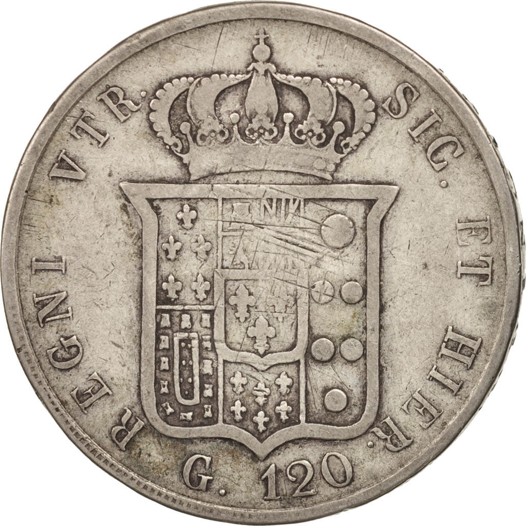 Coin, ITALIAN STATES, NAPLES, Ferdinando II, 120 Grana, 1855, VF(30-35), Silver