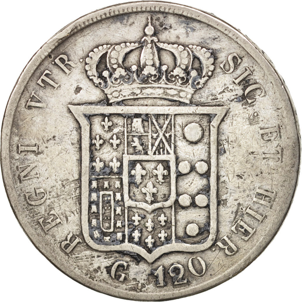 États italiens, Ferdinando II, 120 Grana, 1850, TB, Argent, KM:346