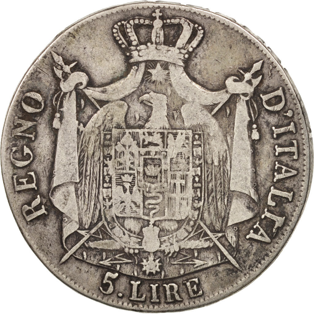 Monnaie, États italiens, KINGDOM OF NAPOLEON, Napoleon I, 5 Lire, 1808, Milan