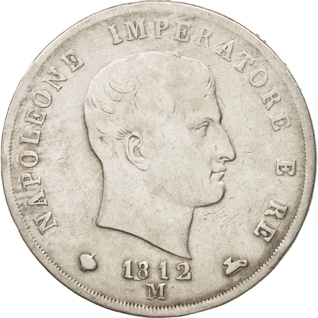 KINGDOM OF NAPOLEON, 5 Lire, 1812, Milan, TB+, Argent, KM:10.4