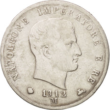 KINGDOM OF NAPOLEON, 5 Lire, 1812, Milan, TB+, Argent, KM:10.4