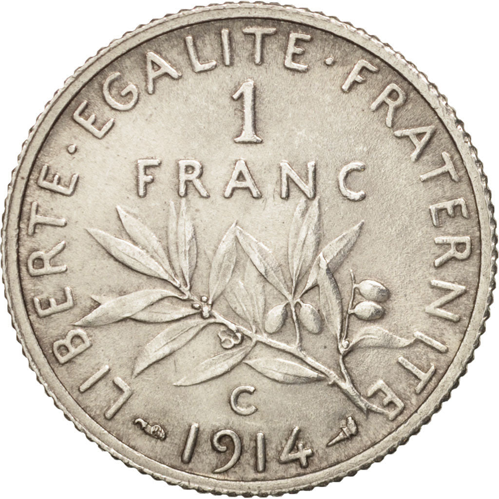 France, Semeuse, Franc, 1914, Castelsarrasin, AU(55-58), Silver, KM:844.2