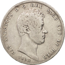 ITALIAN STATES,Carlo Alberto,5 Lire,1832,Genoa,VF(30-35),KM 130.2