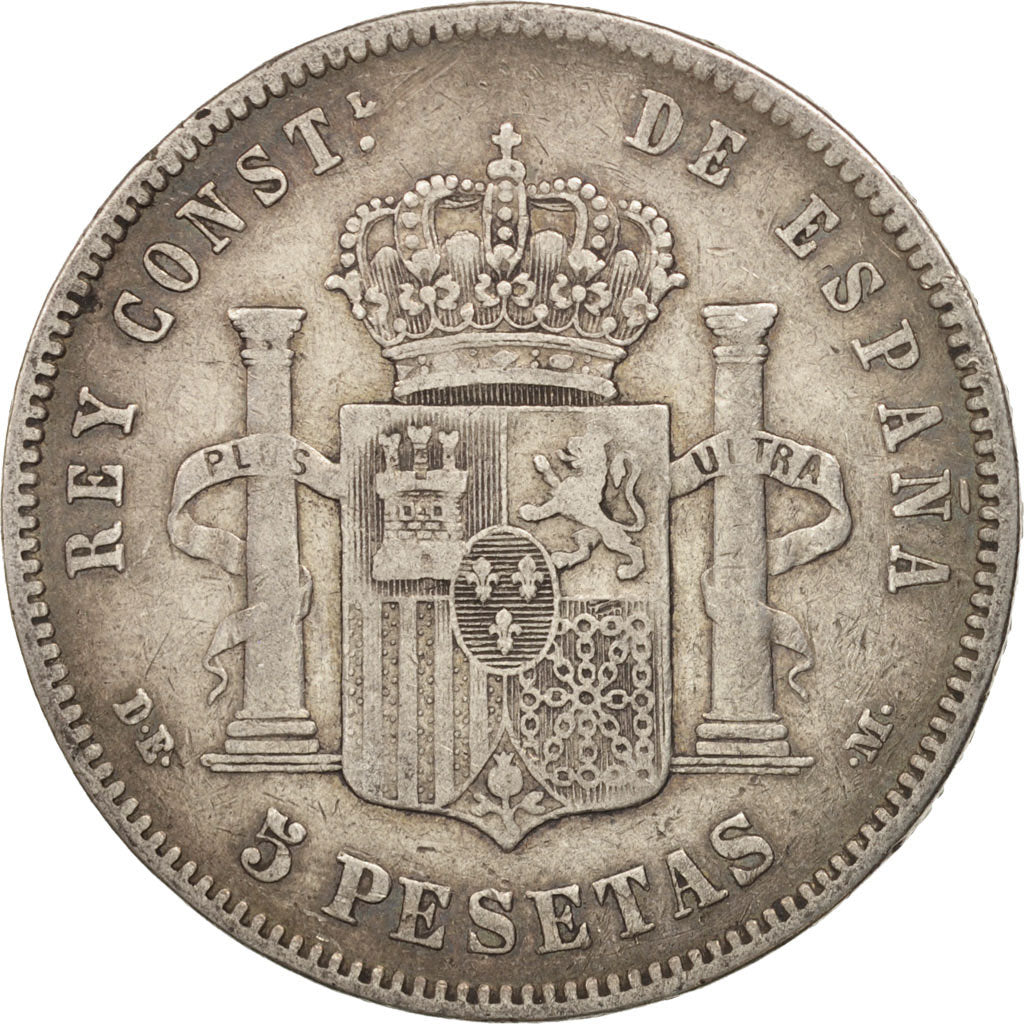 Spain, Alfonso XII, 5 Pesetas, 1877, Madrid, EF(40-45), Silver, KM:676
