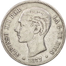 Spain, Alfonso XII, 5 Pesetas, 1877, Madrid, EF(40-45), Silver, KM:676
