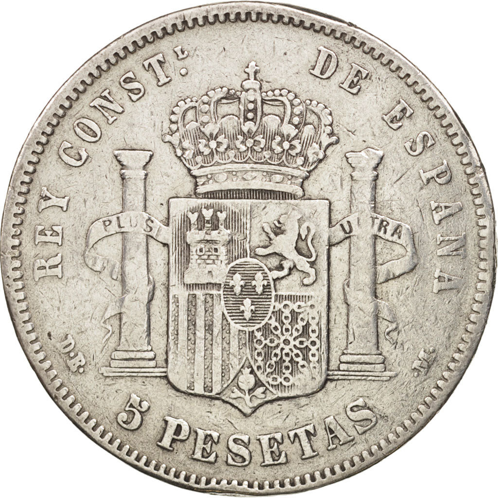 Spain, Alfonso XII, 5 Pesetas, 1877, Madrid, EF(40-45), Silver, KM:676