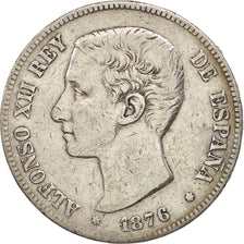 Espagne, Alfonso XII, 5 Pesetas, 1876, Madrid, TTB, Argent, KM:671