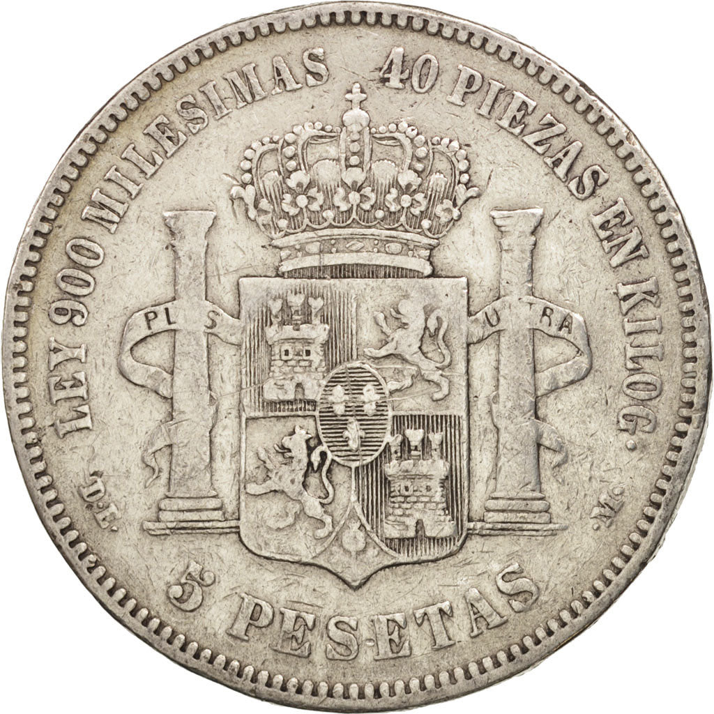 Spain, Alfonso XII, 5 Pesetas, 1876, Madrid, EF(40-45), Silver, KM:671