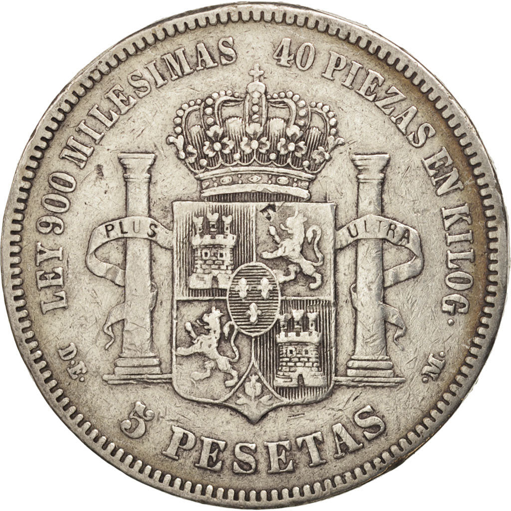 Spain, Alfonso XII, 5 Pesetas, 1875, Madrid, EF(40-45), Silver, KM:671
