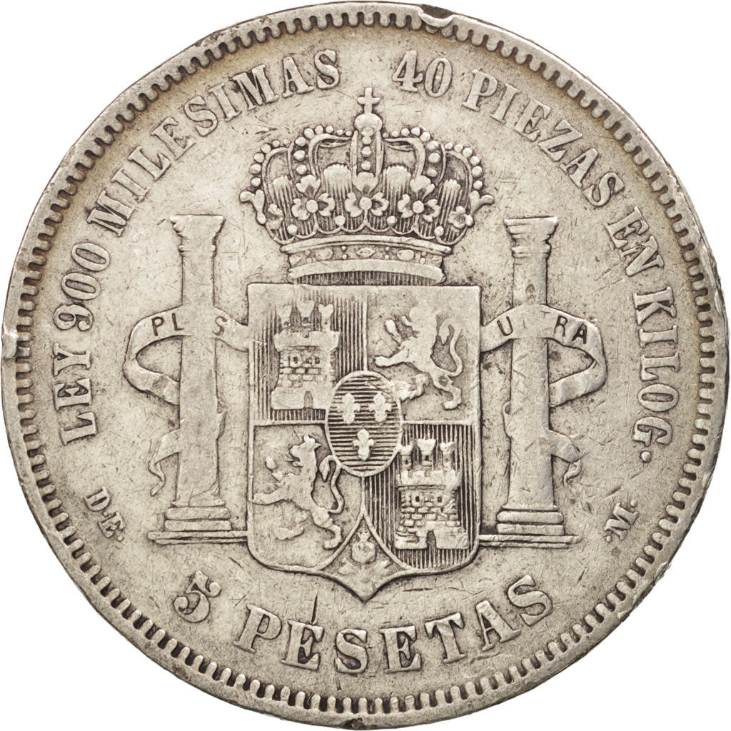 Spain, Alfonso XII, 5 Pesetas, 1875, Madrid, EF(40-45), Silver, KM:671