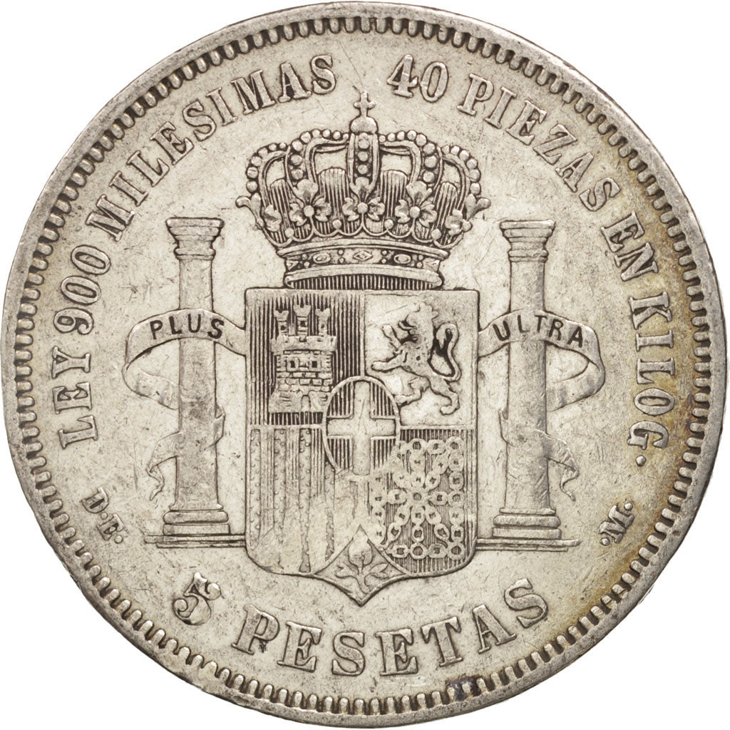 Spain, Amadeao I, 5 Pesetas, 1871, Madrid, EF(40-45), Silver, KM:666