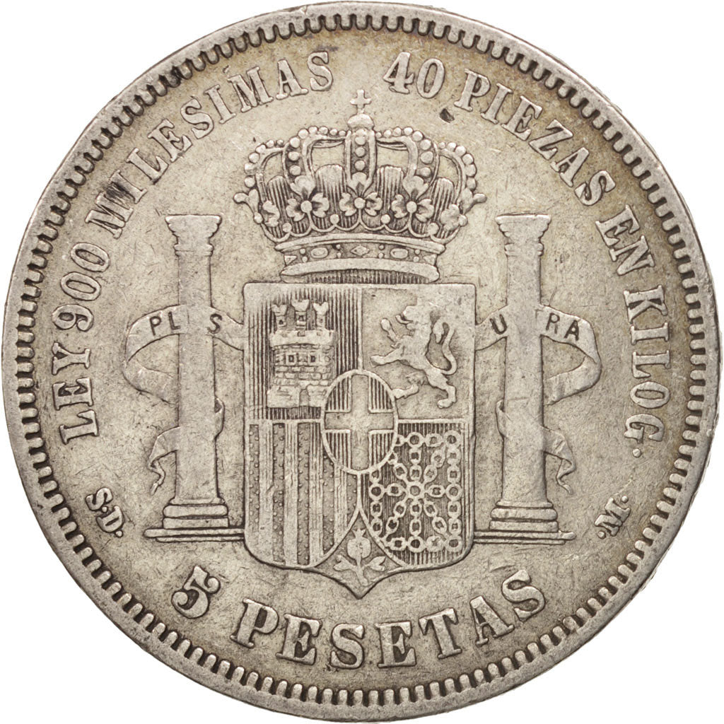 Spain, Amadeao I, 5 Pesetas, 1871, Madrid, VF(30-35), Silver, KM:666