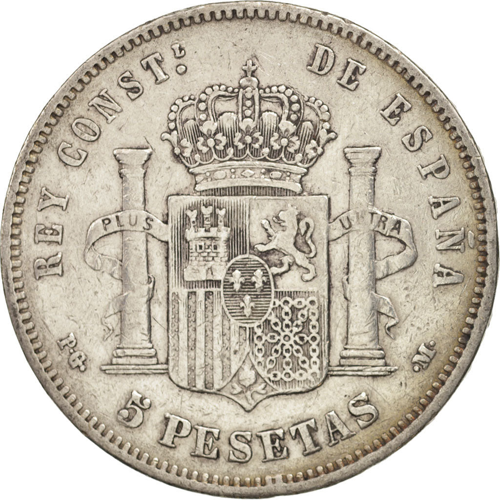 Spain, Alfonso XIII, 5 Pesetas, 1891, Madrid, VF(30-35), Silver, KM:689