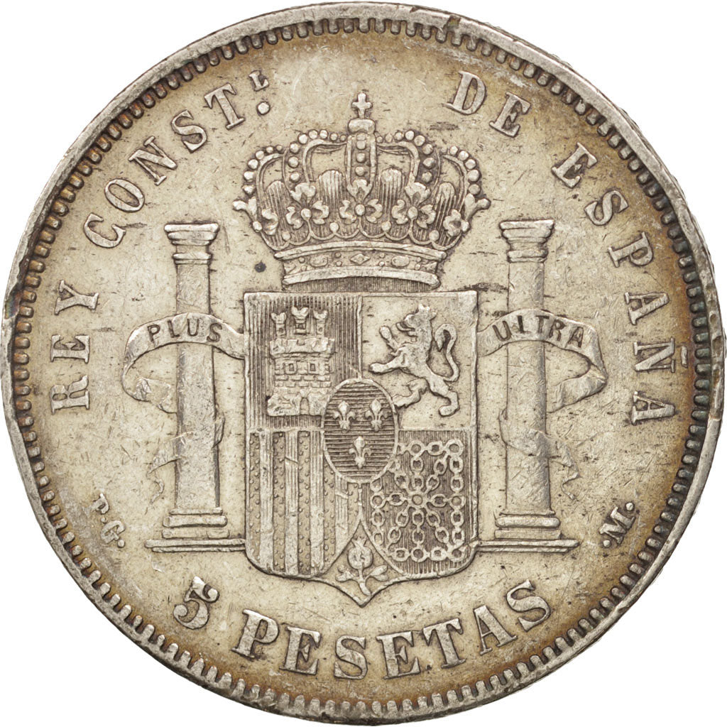 Spain, Alfonso XIII, 5 Pesetas, 1891, Madrid, VF(30-35), Silver, KM:689