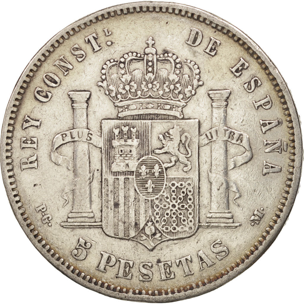 Spain, Alfonso XIII, 5 Pesetas, 1892, Madrid, VF(30-35), Silver, KM:689