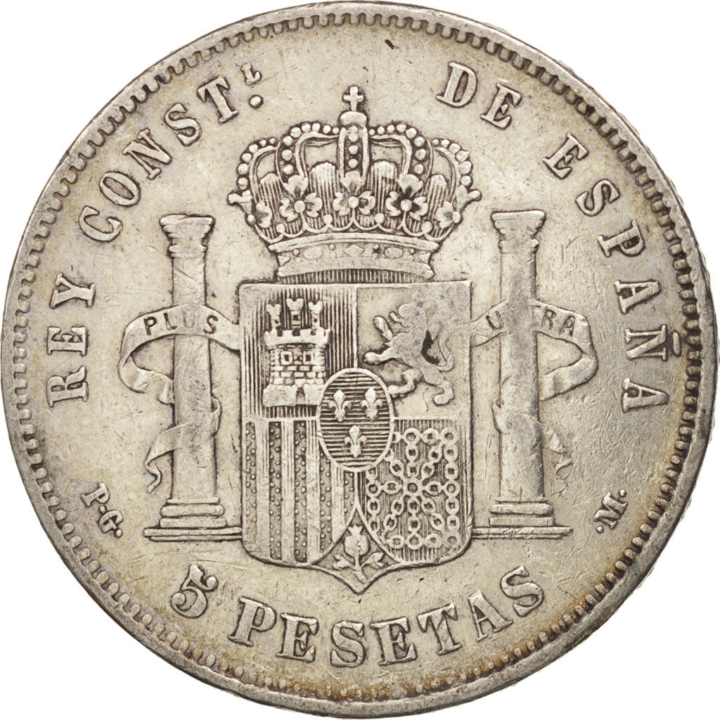 Spain, Alfonso XIII, 5 Pesetas, 1892, Madrid, VF(30-35), Silver, KM:689