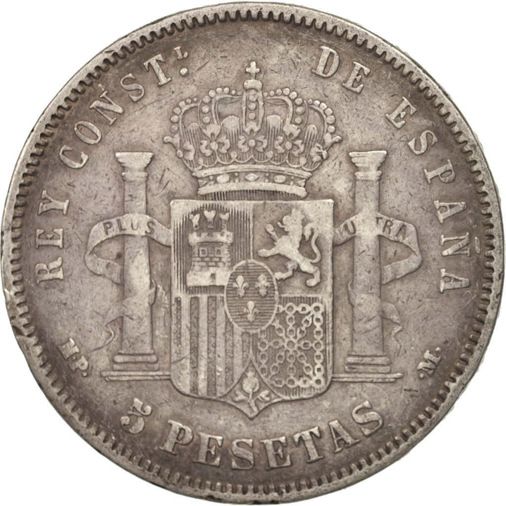 Spain, Alfonso XIII, 5 Pesetas, 1889, Madrid, VF(30-35), Silver, KM:689