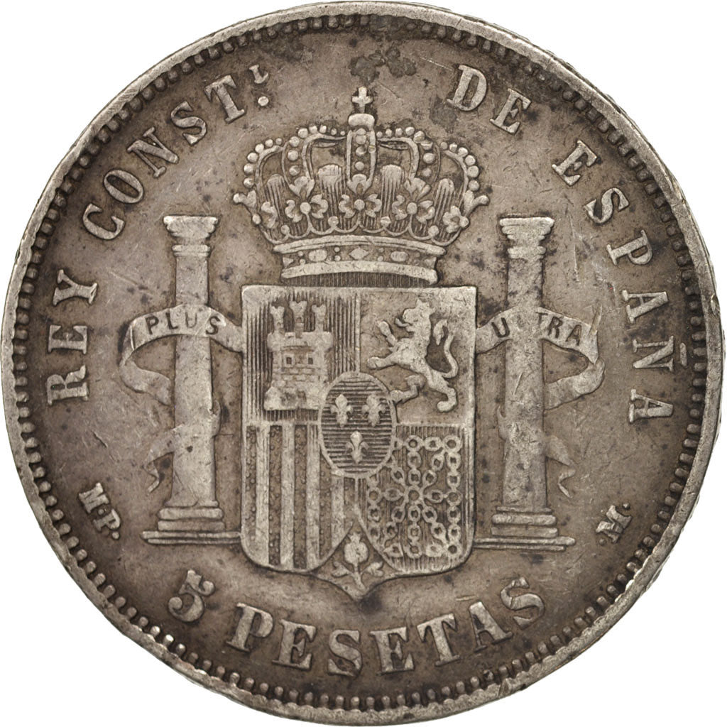 Spain, Alfonso XIII, 5 Pesetas, 1890, Madrid, VF(30-35), Silver, KM:689