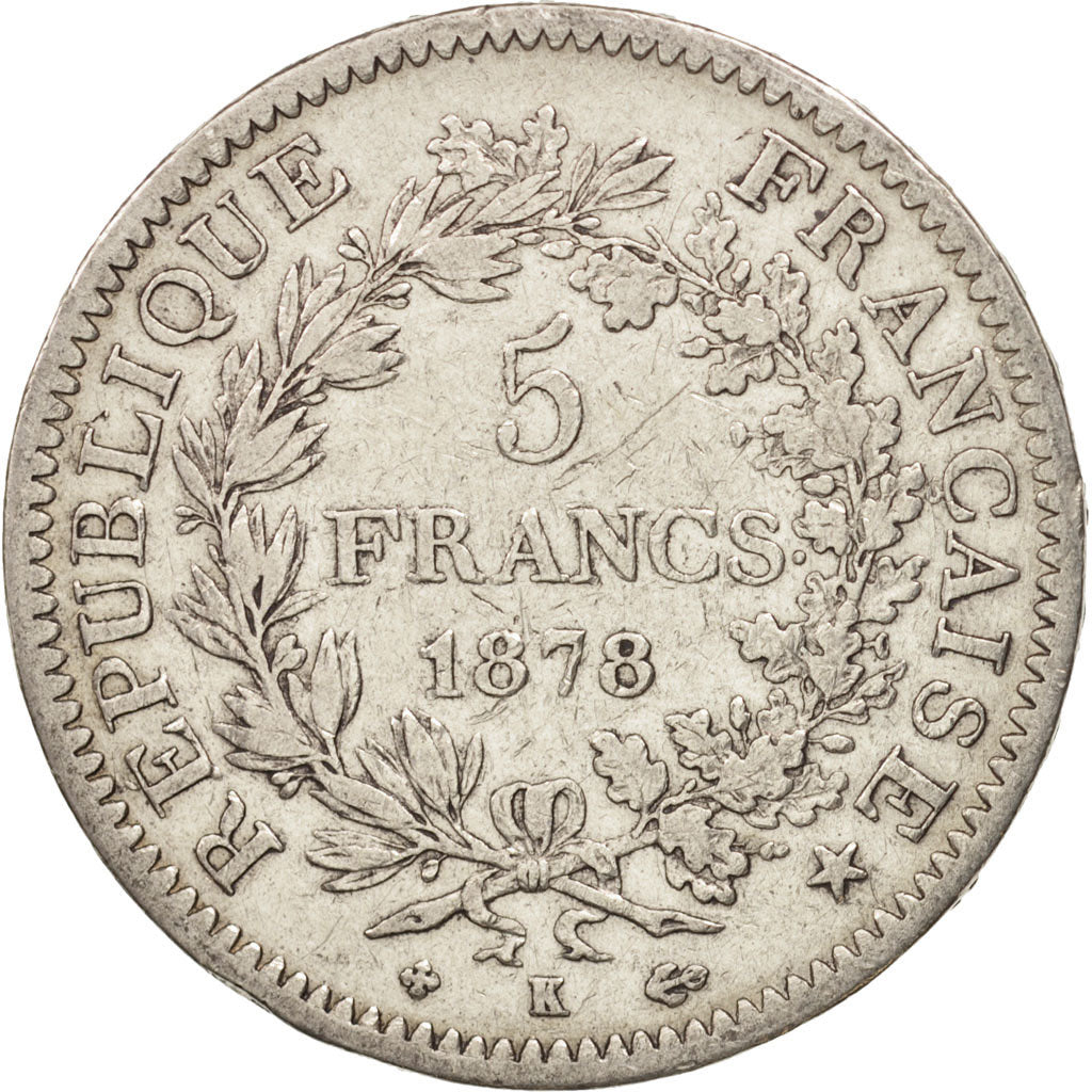 Munten, Frankrijk, Hercule, 5 Francs, 1878, Bordeaux, FR+, Zilver, KM:820.2