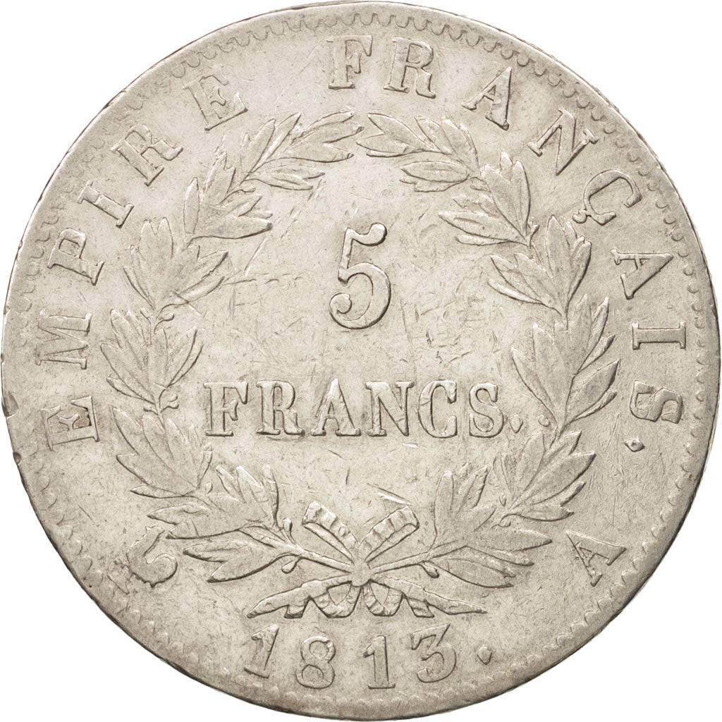 France, 5 Francs, 1813, Paris, EF(40-45), Silver, KM:694.1, Gadoury:584