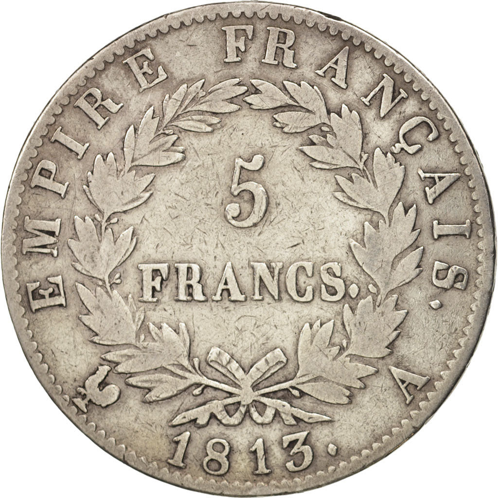 France, 5 Francs, 1813, Paris, VF(30-35), Silver, KM:694.1, Gadoury:584