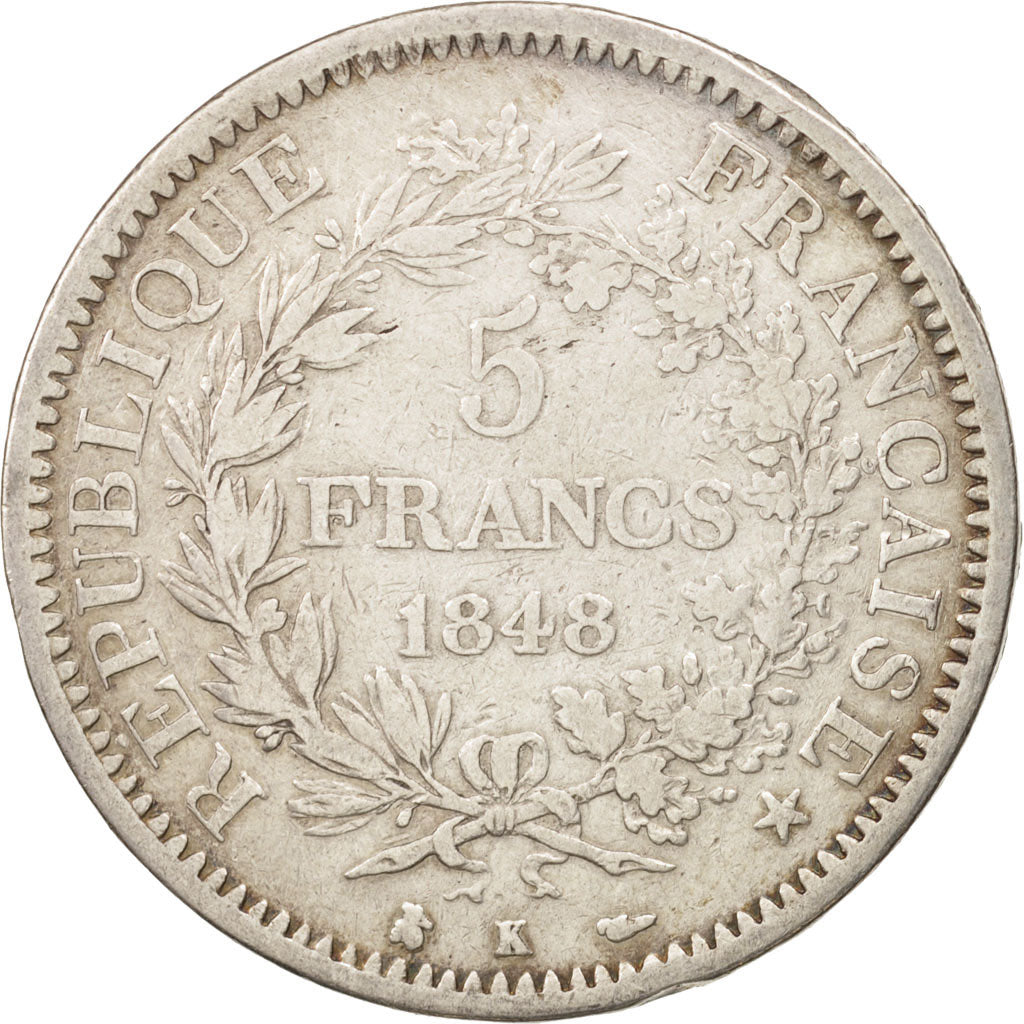 Coin, France, Hercule, 5 Francs, 1848, Bordeaux, VF(30-35), Silver, KM:756.4