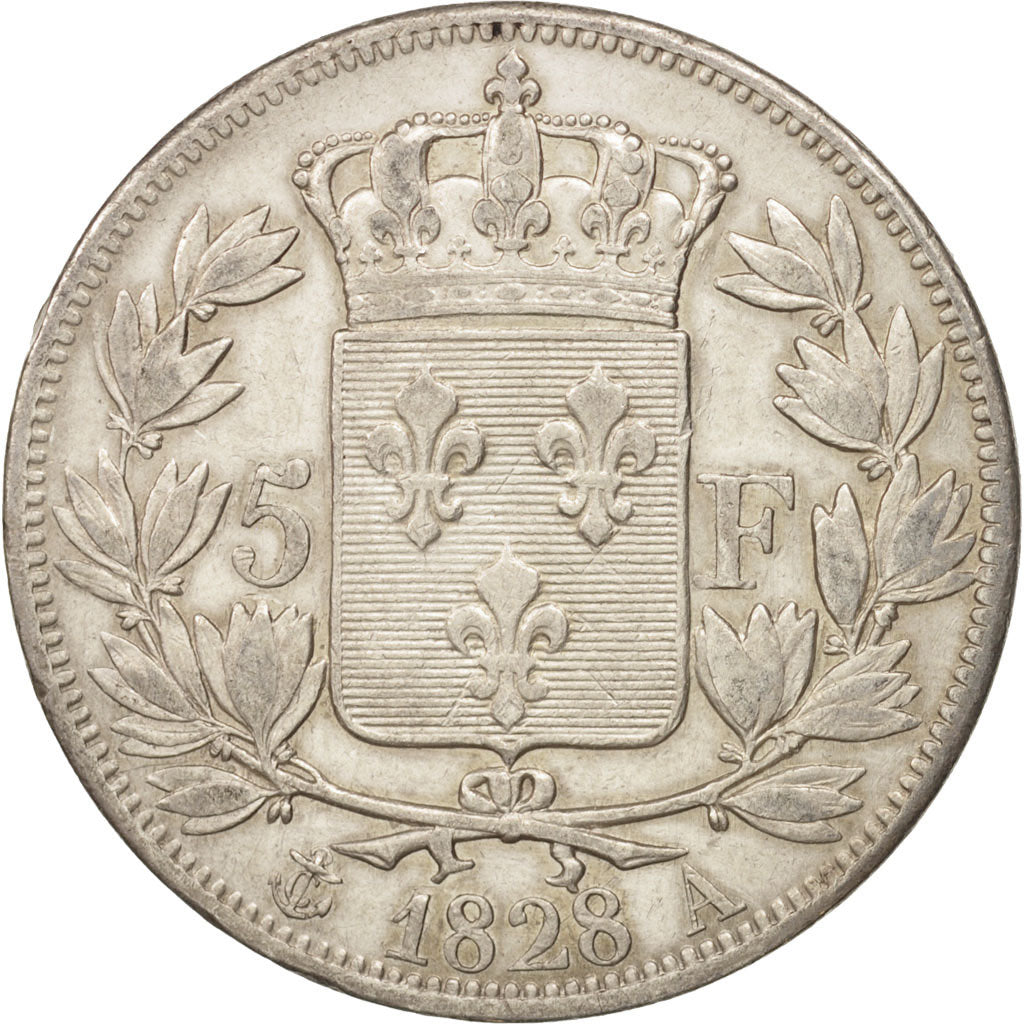 France, Charles X, 5 Francs, 1828, Paris, TTB, Argent, KM:728.1, Gadoury:644