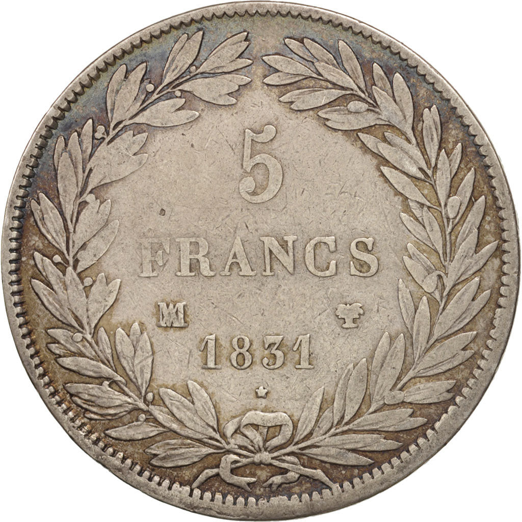 Münze, Frankreich, Louis-Philippe, 5 Francs, 1831, Marseille, S+, Silber