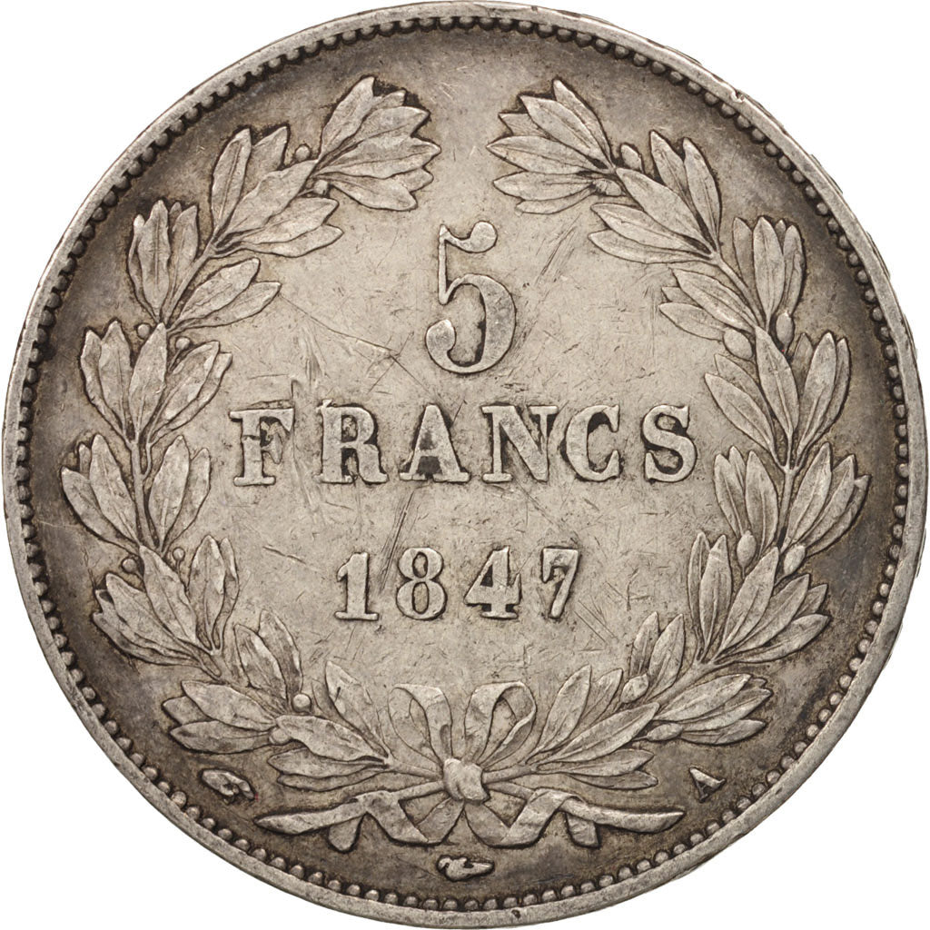 Francia, Louis-Philippe, 5 Francs, 1847, Paris, BB, Argento, KM:749.1