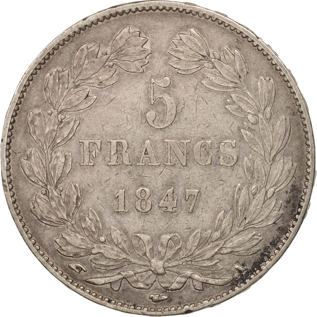 Coin, France, Louis-Philippe, 5 Francs, 1847, Paris, EF(40-45), Silver