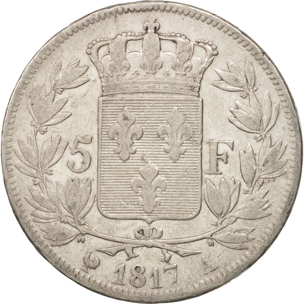 France, Louis XVIII, 5 Francs, 1817, Paris, VF(30-35), Silver, KM 711.1