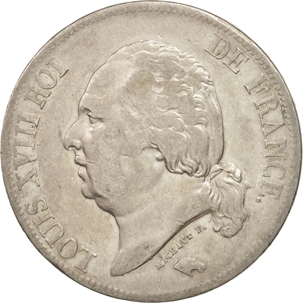 Munten, Frankrijk, Louis XVIII, Louis XVIII, 5 Francs, 1824, Lille, ZF, Zilver