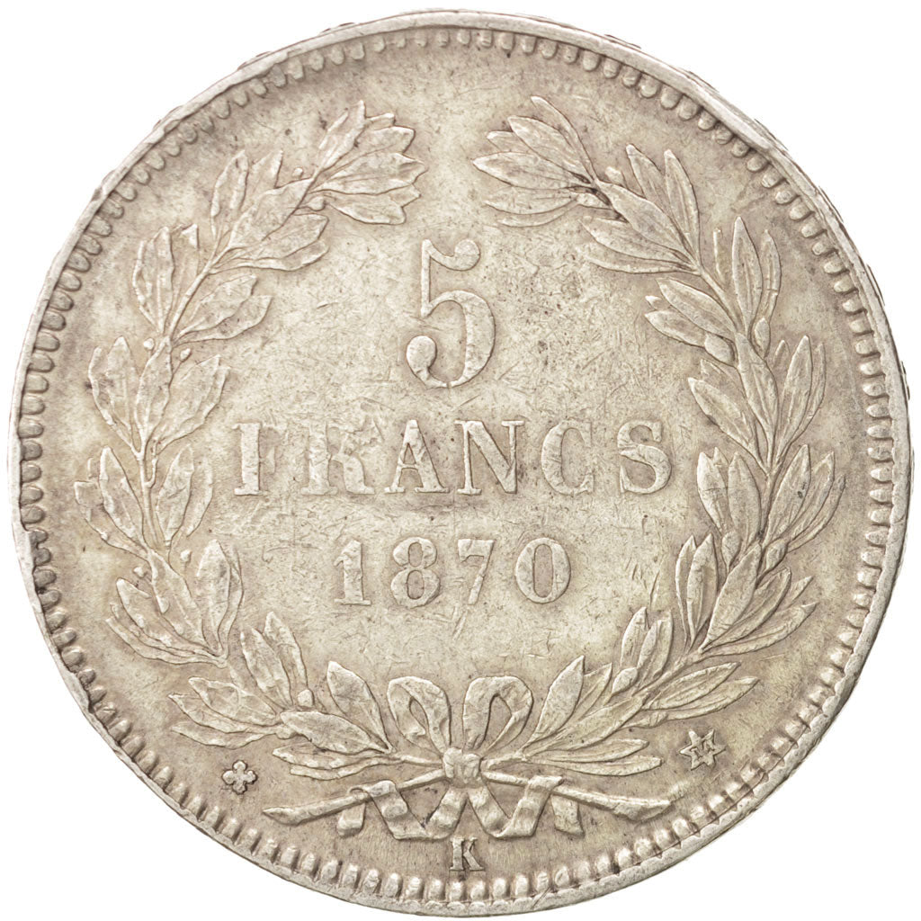 France, Cérès, 5 Francs, 1870, Bordeaux, EF(40-45), Silver, KM:818.4