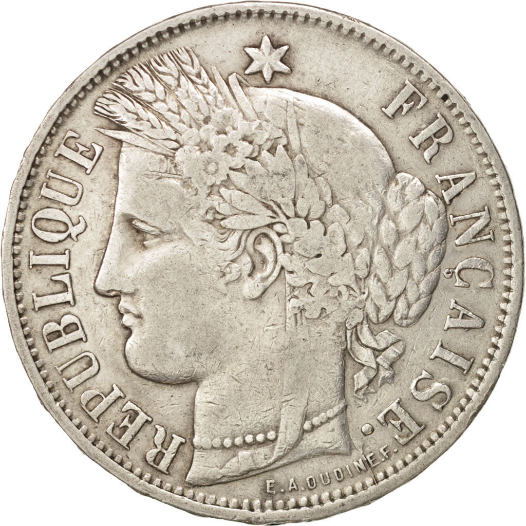 Munten, Frankrijk, Cérès, 5 Francs, 1870, Bordeaux, ZF, Zilver, KM:818.4