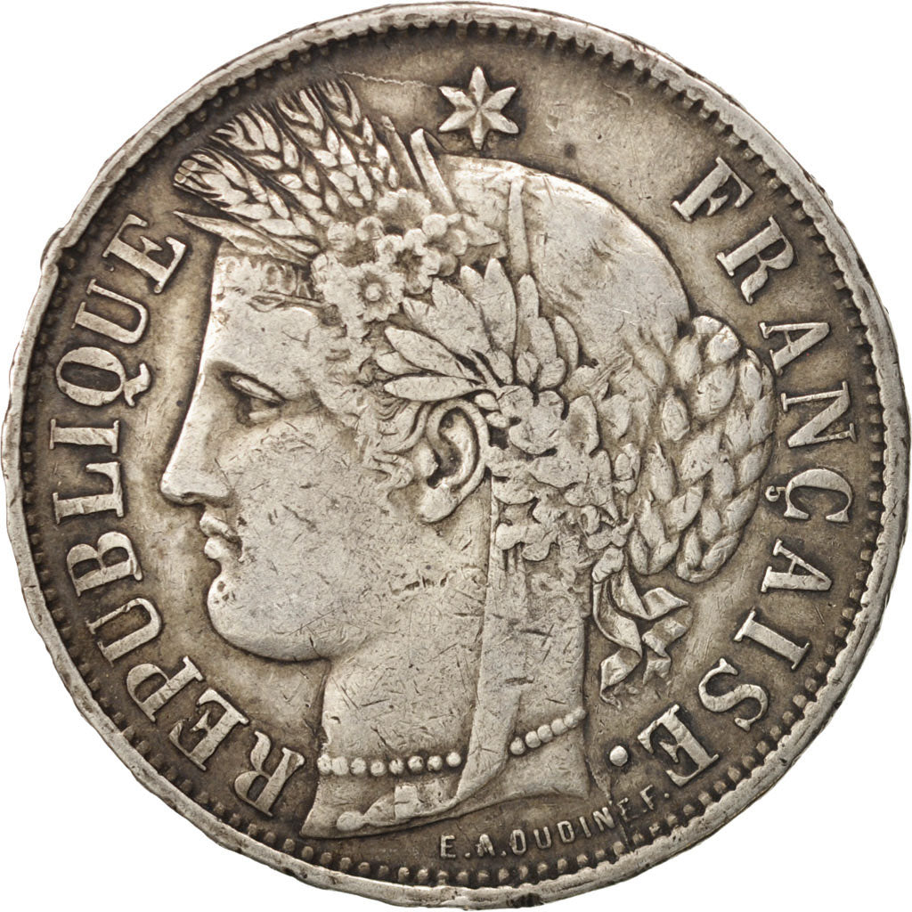 Coin, France, Cérès, 5 Francs, 1870, Bordeaux, VF(30-35), Silver, KM:818.4