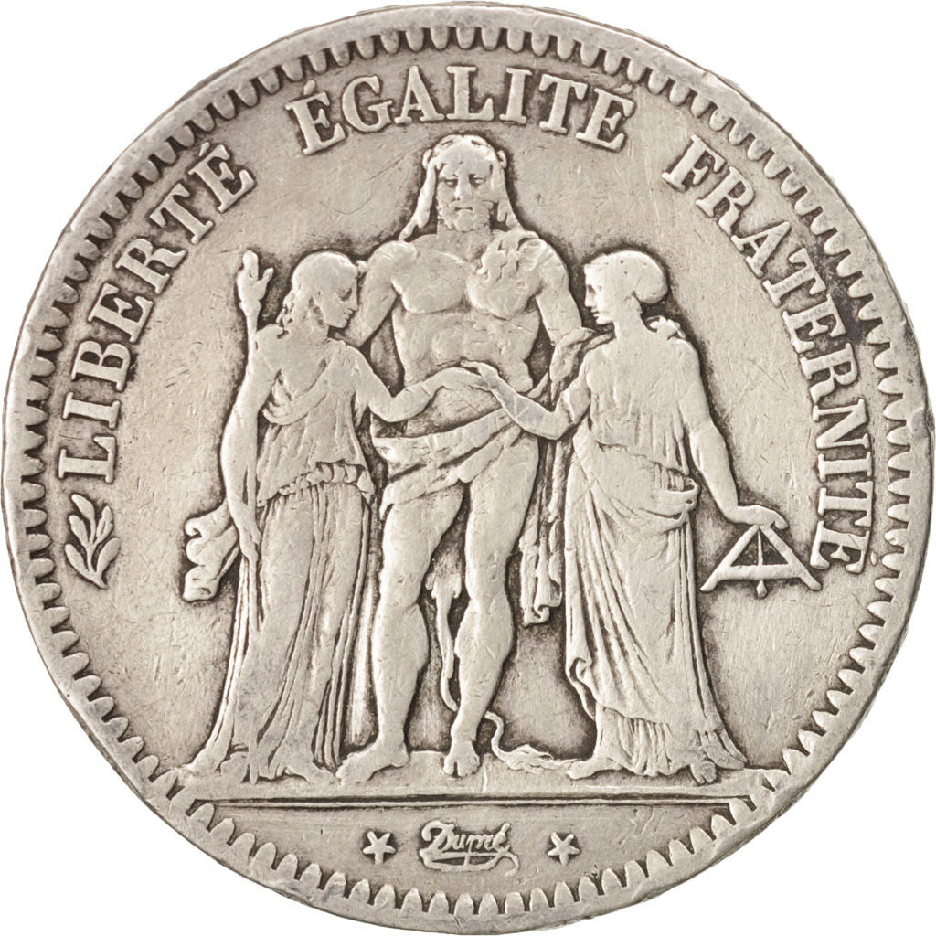 Münze, Frankreich, Hercule, 5 Francs, 1849, Bordeaux, S+, Silber, KM:756.4