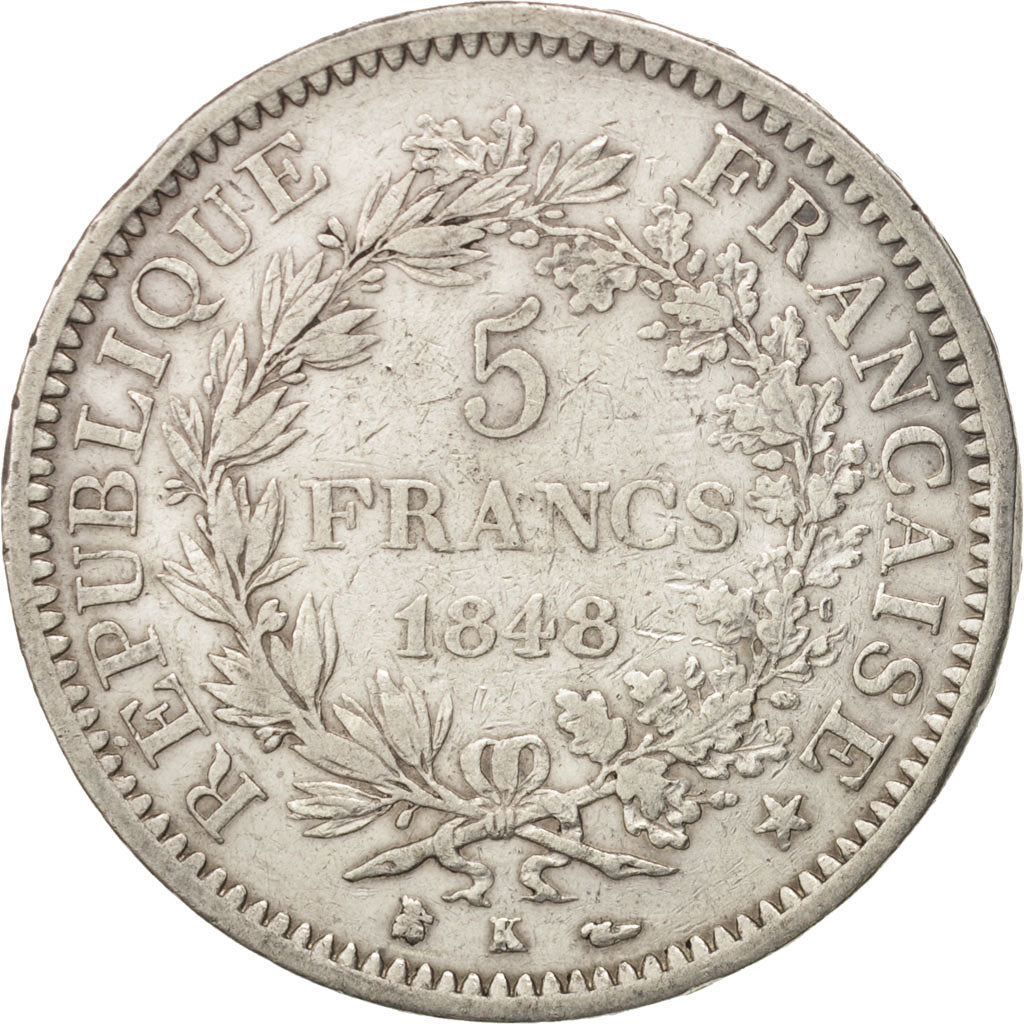 Monnaie, France, Hercule, 5 Francs, 1848, Bordeaux, TTB, Argent, KM:756.4