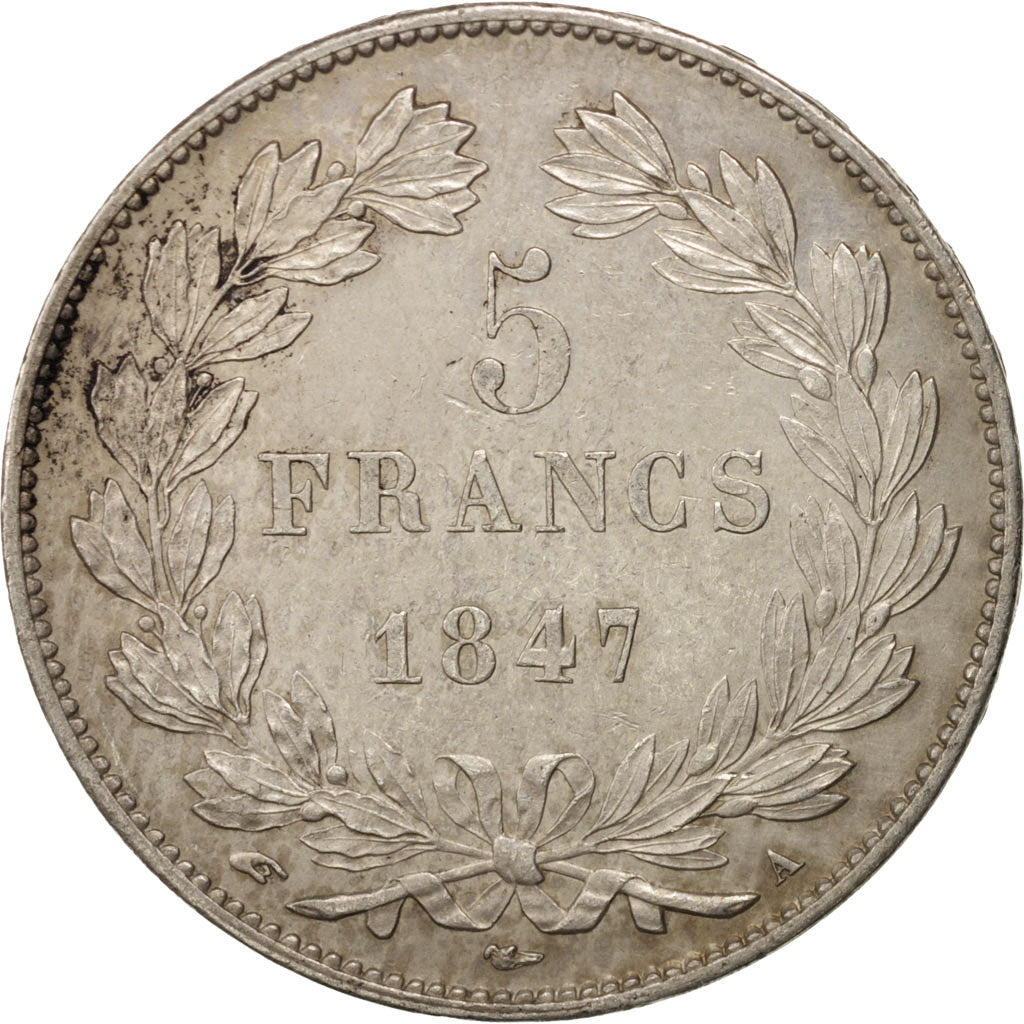 France, Louis-Philippe, 5 Francs, 1847, Paris, AU(50-53), Silver, KM:749.1