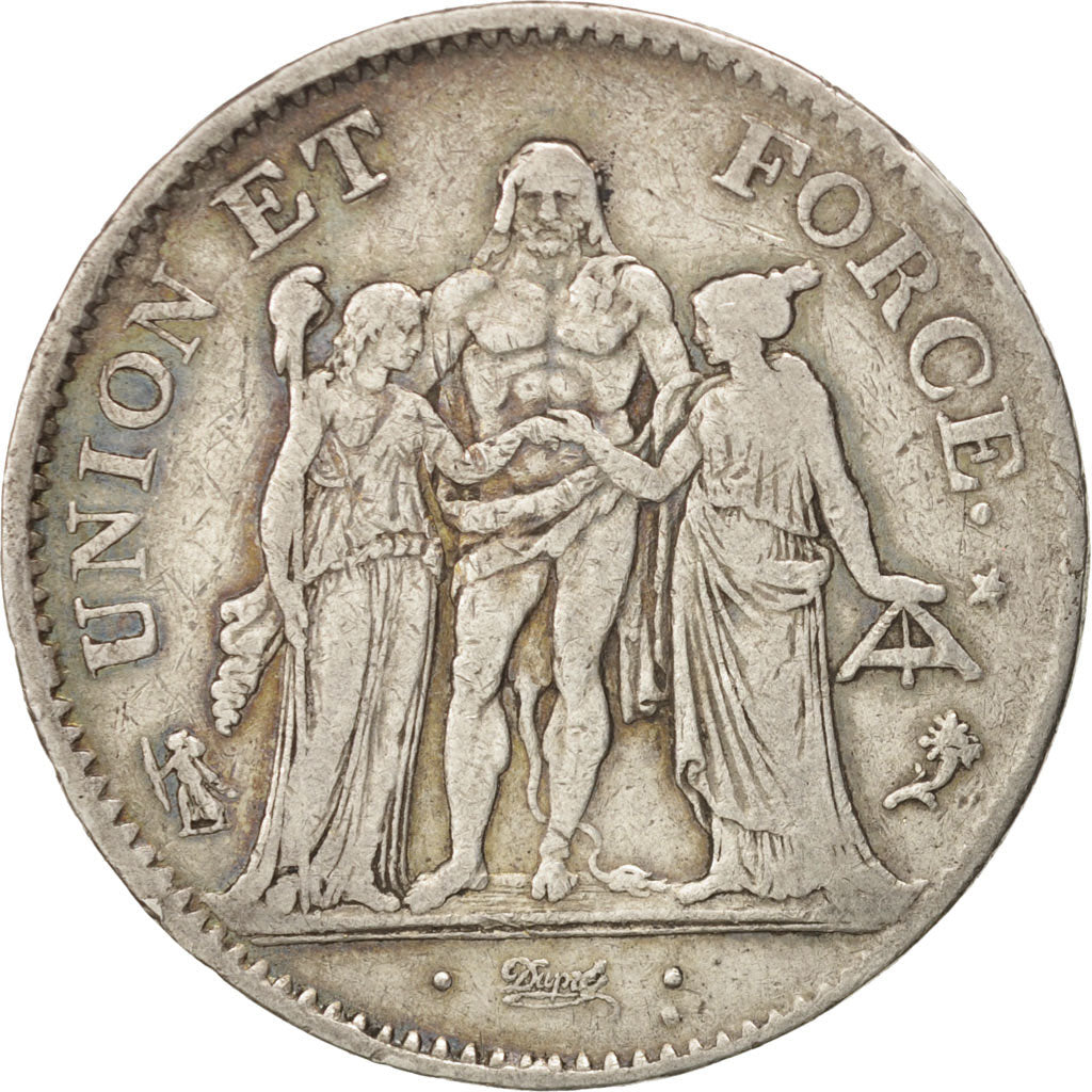 France, Union et Force, 5 Francs, 1795, Paris, TB, Argent, KM:639.1, Gadoury:563