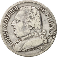 France, Louis XVIII, 5 Francs, 1814, Toulouse,VF(20-25),Silver,KM 702.9
