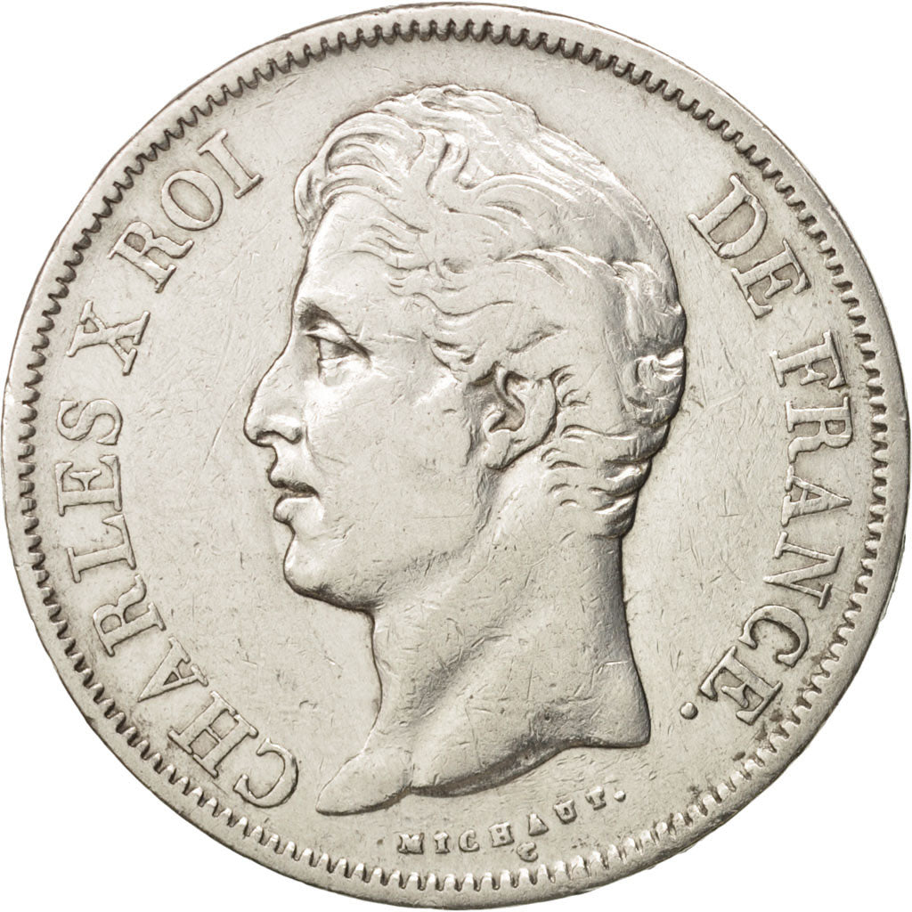 Coin, France, Charles X, 5 Francs, 1829, Rouen, VF(30-35), Silver, KM:728.2