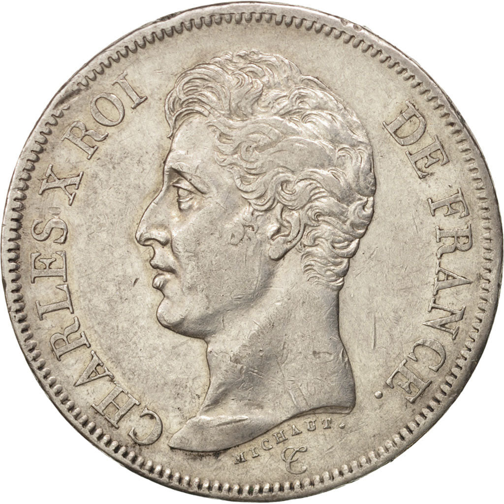 Coin, France, Charles X, 5 Francs, 1824, Paris, EF(40-45), Silver, KM:720.1
