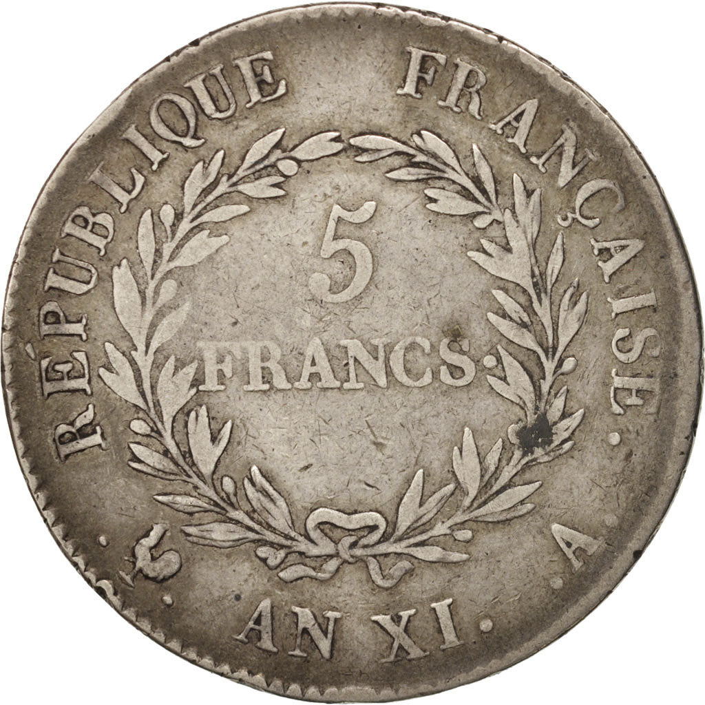France, 5 Francs, 1803, Paris, TB+, Argent, KM:650.1, Gadoury:577