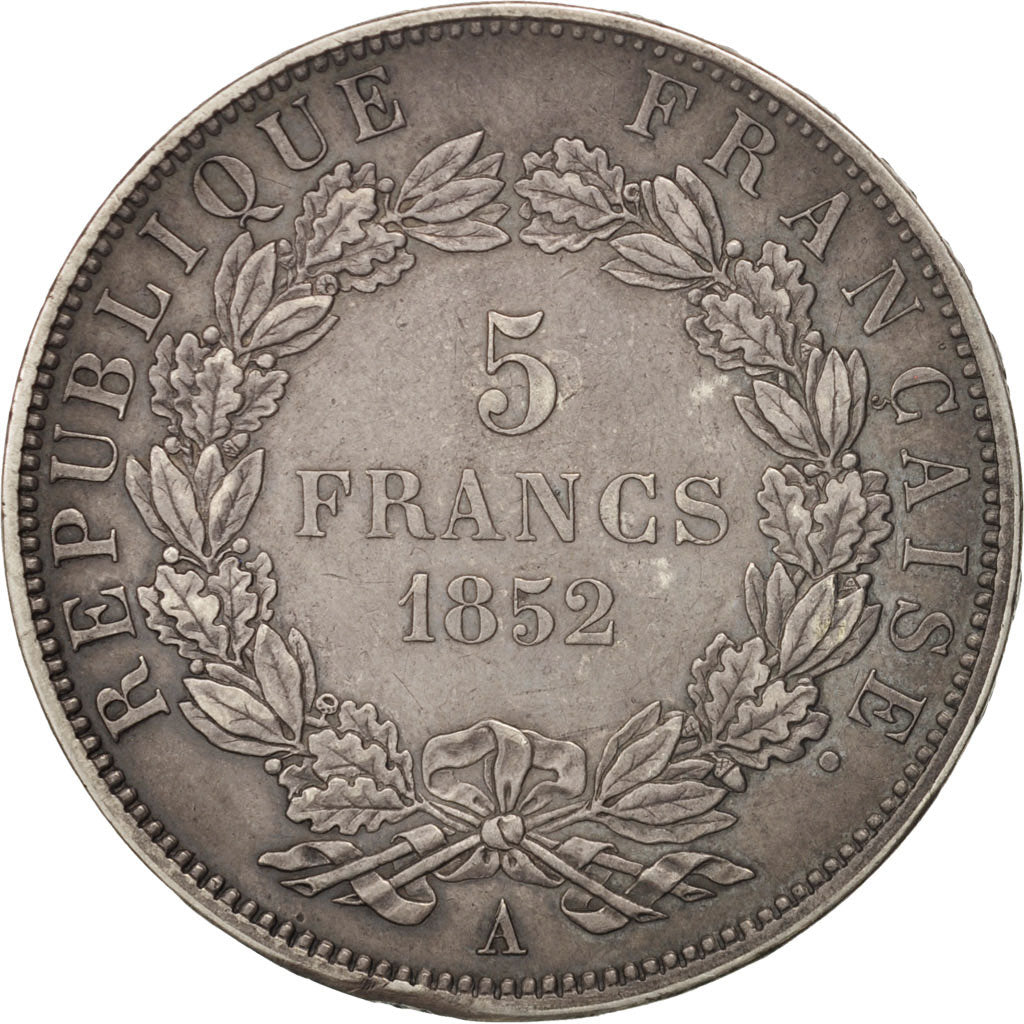 France, 5 Francs, 1852, Paris, AU(50-53), Silver, KM:773.1, Gadoury:726