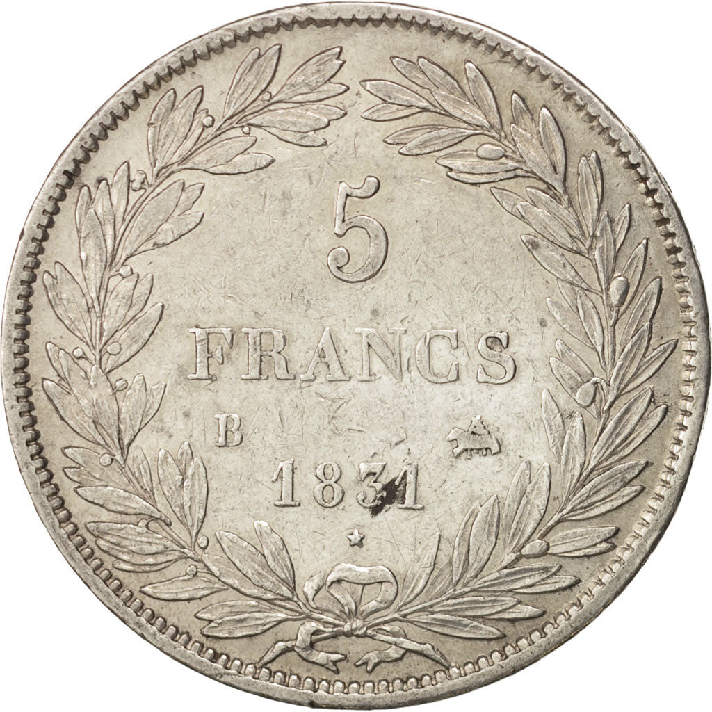 France, Louis-Philippe, 5 Francs, 1831, Rouen, EF(40-45), Silver, KM:735.2
