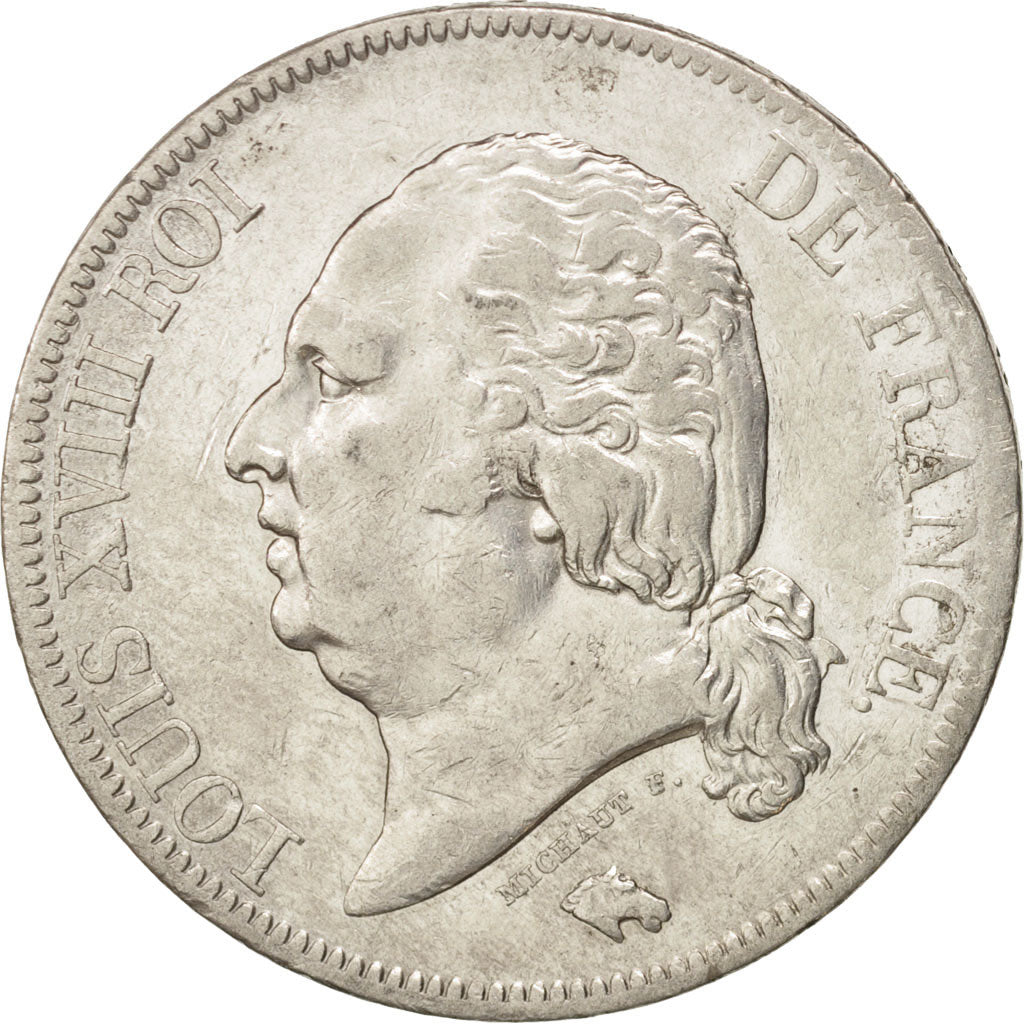 France, Louis XVIII, 5 Francs, 1820, Paris, EF(40-45), Silver,KM 711.1